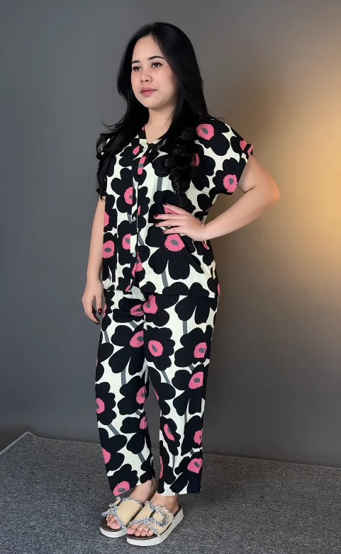 Women’s Floral Co-Ord Set | Premium Soft Cotton Lounge Wear | Anti-Tarnish Zip | Comfort Fit
