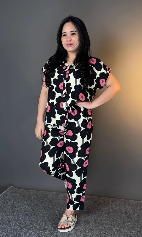 Women’s Floral Co-Ord Set | Premium Soft Cotton Lounge Wear | Anti-Tarnish Zip | Comfort Fit