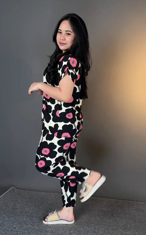 Women’s Floral Co-Ord Set | Premium Soft Cotton Lounge Wear | Anti-Tarnish Zip | Comfort Fit