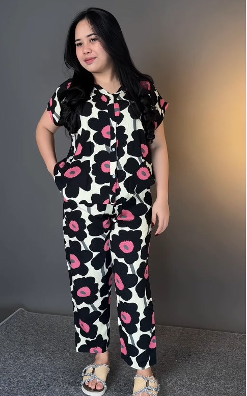 Women’s Floral Co-Ord Set | Premium Soft Cotton Lounge Wear | Anti-Tarnish Zip | Comfort Fit